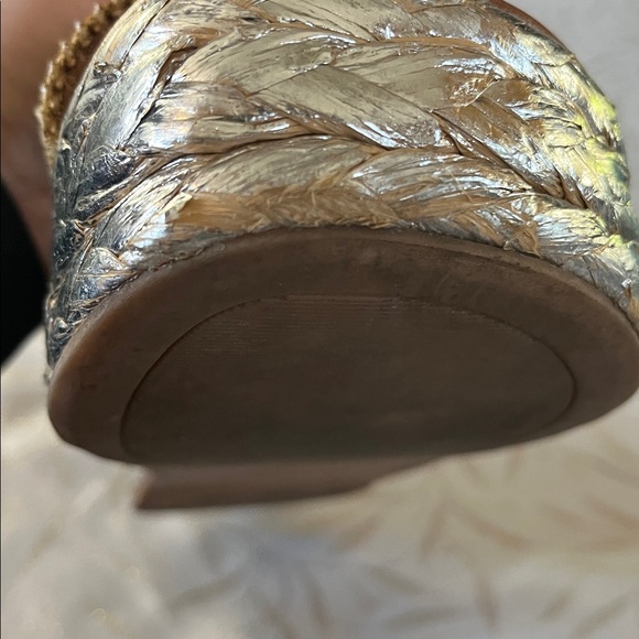 Zodiac Izzy Gold & Sliver Woven Chunky Raffia Platform 2” Sandals Size 8.5 - Picture 10 of 12